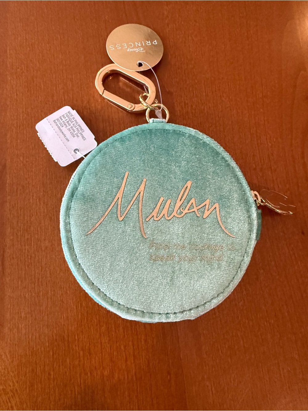 Bath & Body Works Mulan Mint Green Velvet Key & Card Holder with Gold Hardware